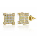 ECED Out Square Stud Ohrring für Männer und Frauen 18K Gold plattiert hypoallergen Hip Hop Cool Boys Juwely